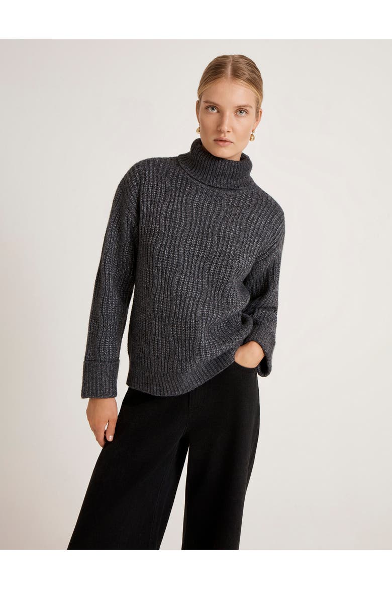 Albie Roll Neck Knitted Jumper, Alternate, color, Charcoal