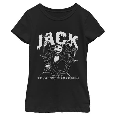 Girls The Nightmare Before Christmas Spiderweb Jack And Bats T Shirt