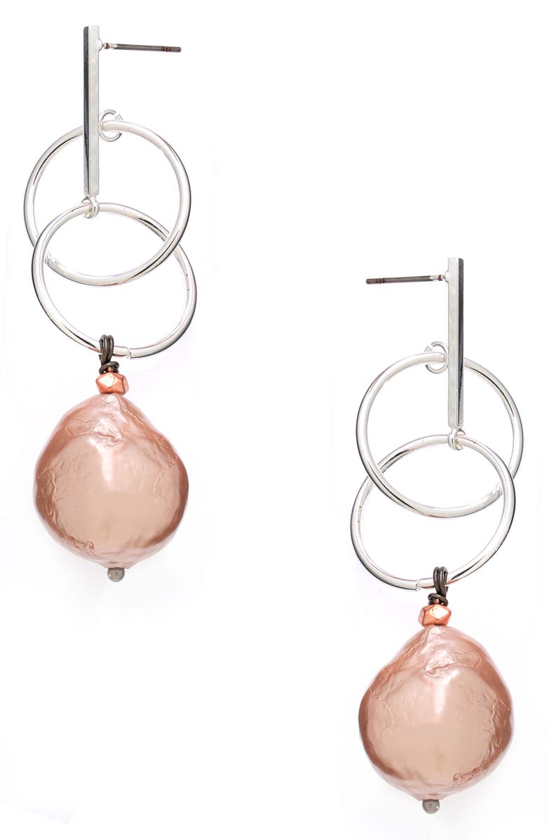 Nakamol Chicago Dimensional Drop Pearl Earrings, Main, color, 
