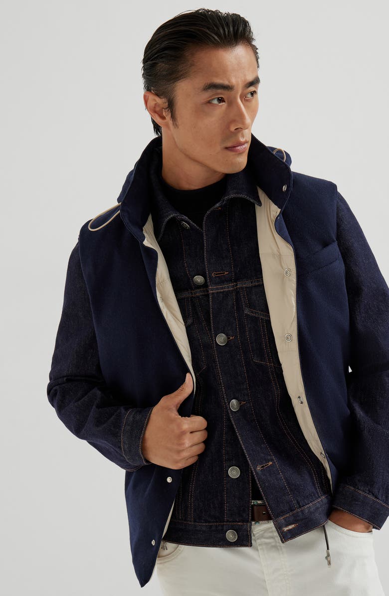 Brunello Cucinelli Flannel down vest, Alternate, color, Blue