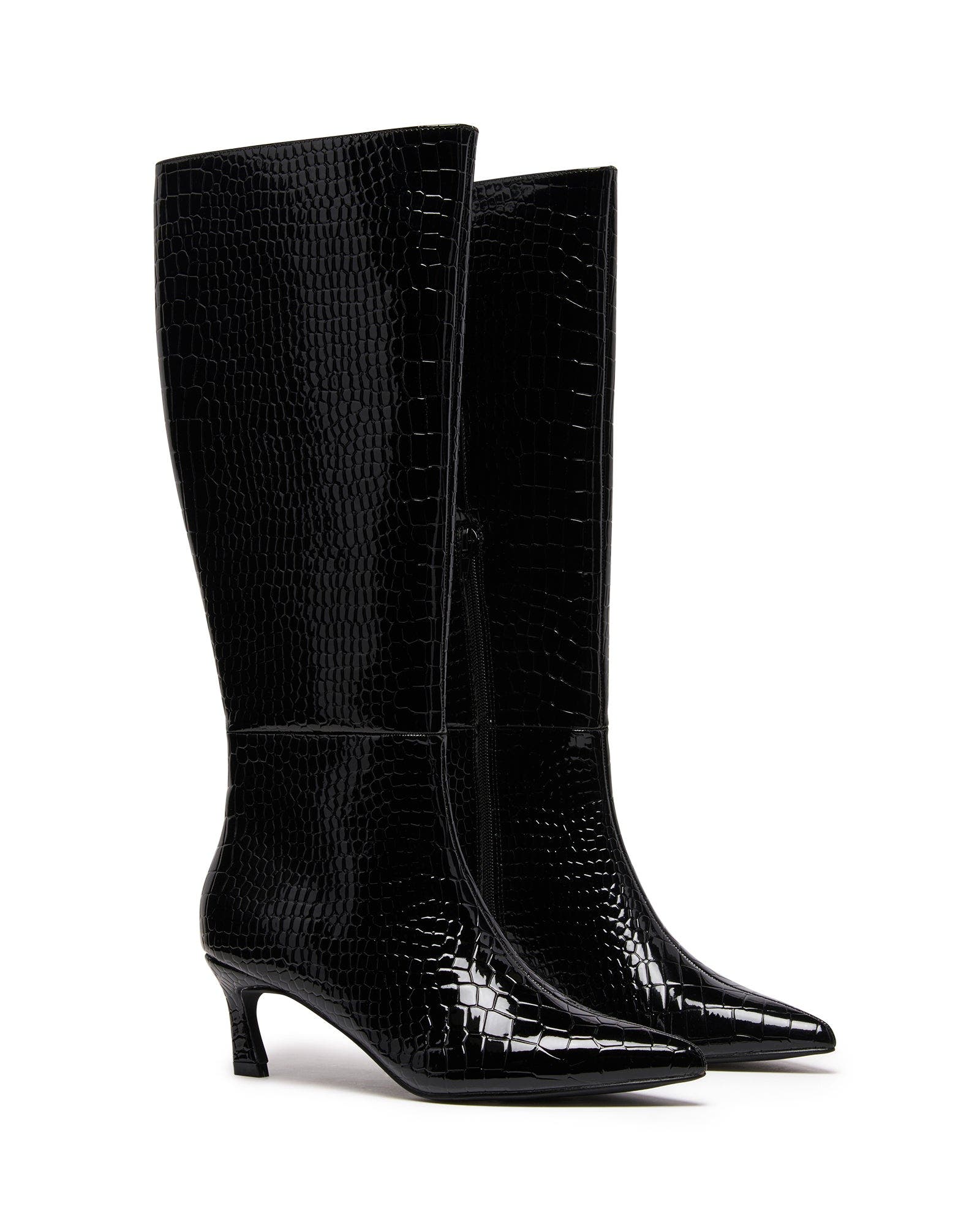 Therapy Australia Dove Pointed Toe Tall Boot, Main, color, Black Croc