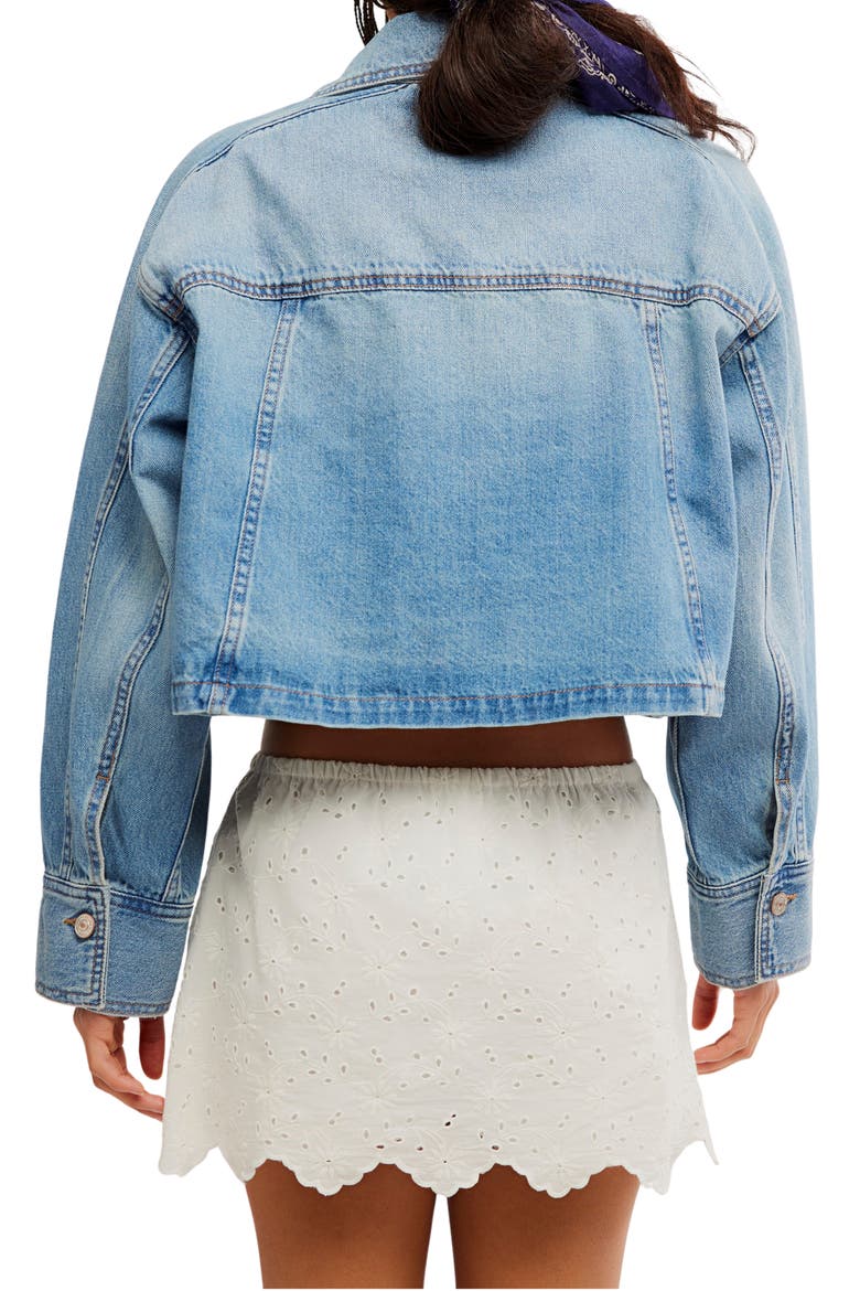 Side to Side Crop Denim Jacket, Alternate, color, RIVER WASH