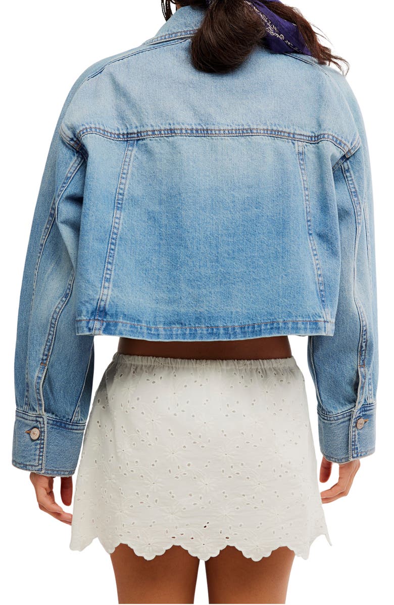 Free People Side to Side Crop Denim Jacket, Alternate, color, River Wash
