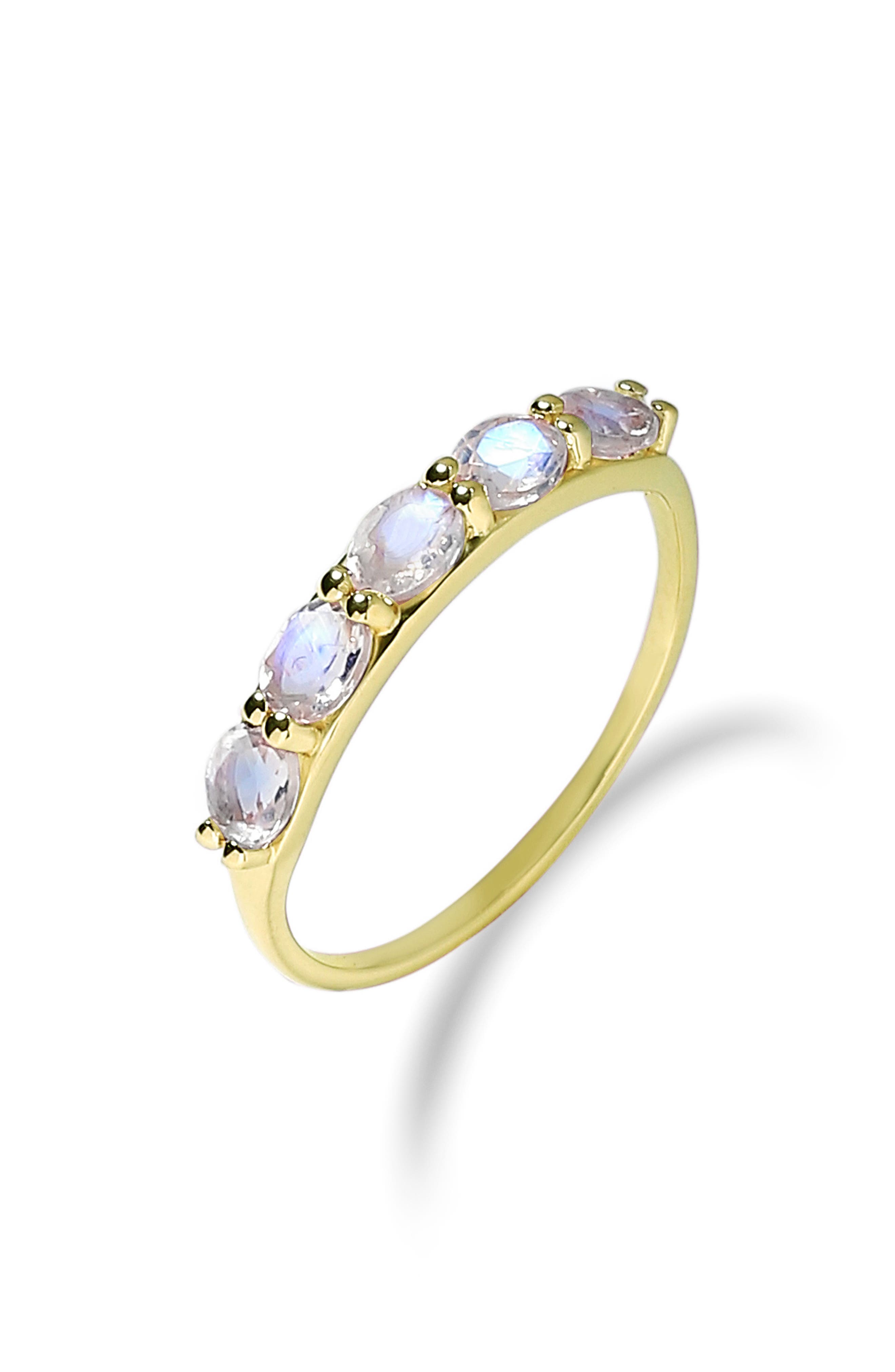 YS GEMS Rainbow Moonstone Band Ring