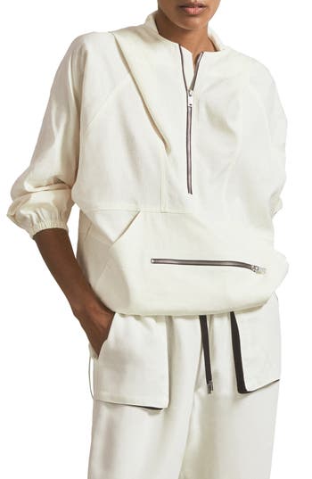 Reiss Atelier Victoria Hooded Linen Blend Pullover In White