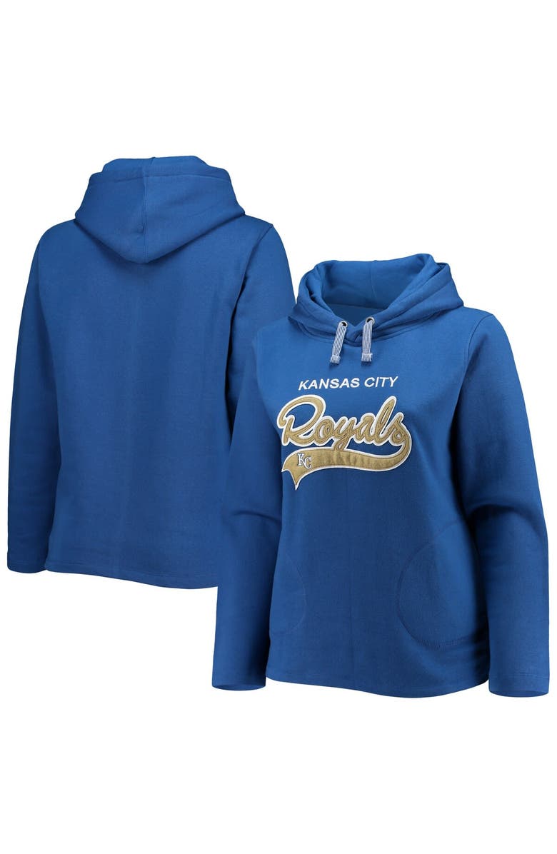 SOFT AS A GRAPE Women's Soft as a Grape Royal Kansas City Royals Plus Size Side Split Pullover Hoodie, Main, color, Royal