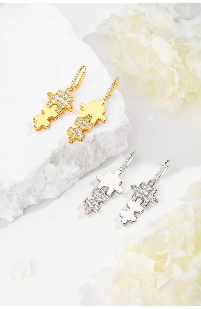 Classicharms Jigsaw Puzzle Drop Earrings, Alternate, color, Silver