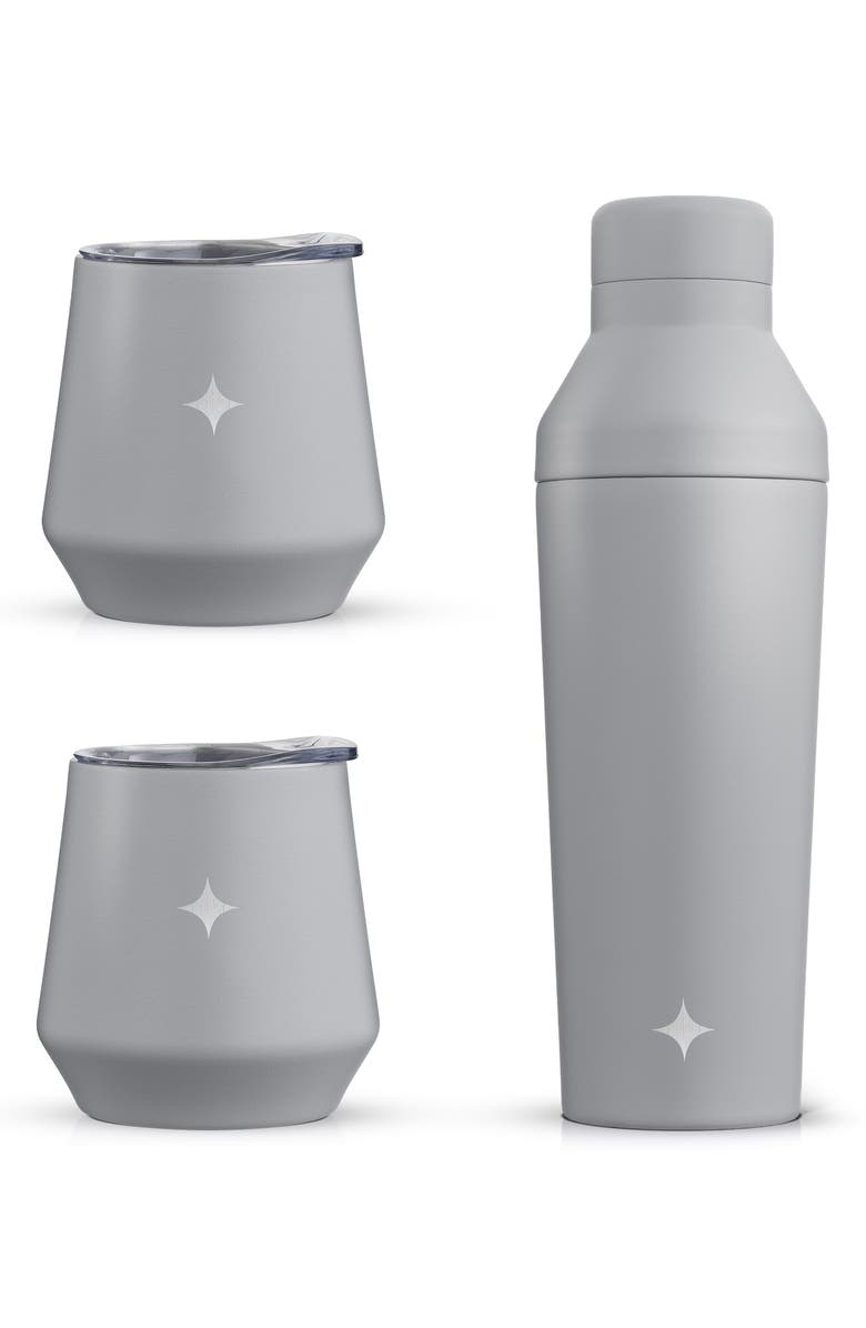 JoyJolt Stainless Steel Cocktail Shaker & Travel Cup Set, Main, color, Grey