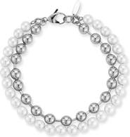 Yield of Men Men's Faux Pearl & Rolo Chain Layered Bracelet