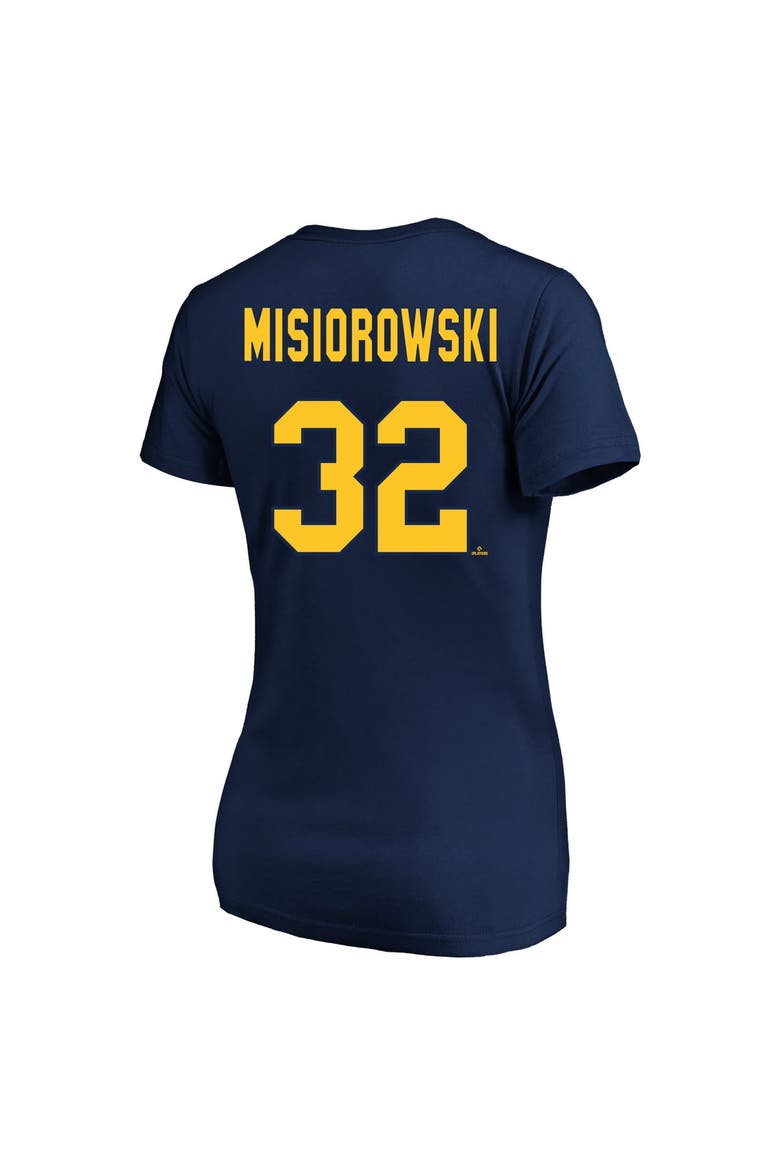 Women's Fanatics Jacob Misiorowski Navy Milwaukee Brewers Plus Size Name & Number V-Neck T-Shirt, Alternate, color, Navy