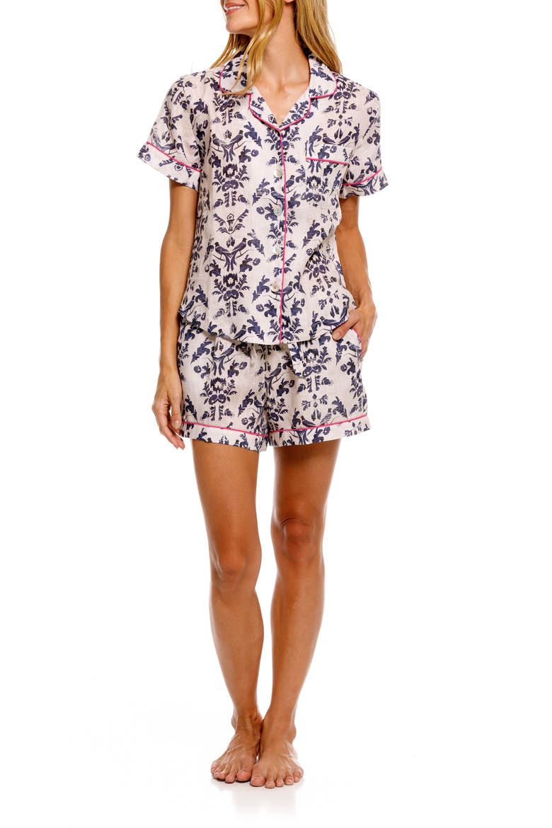 Nina Linen Short Pajamas, Main, color, WHITE