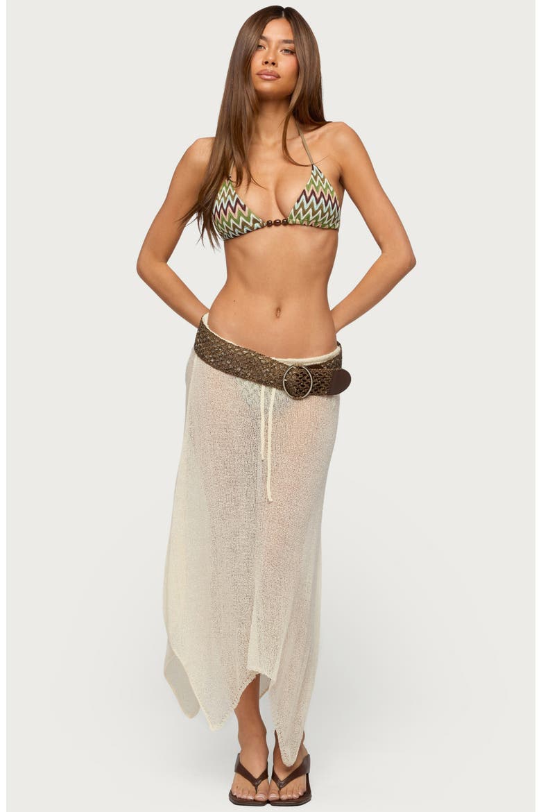 Isla Sheer Knit Cover-Up Skirt, Alternate, color, BEIGE
