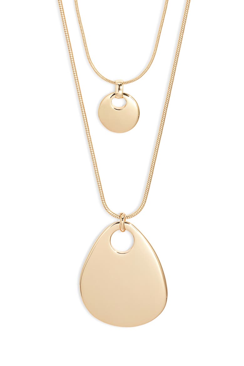 Layered Flat Pendant Necklace, Main, color, GOLD