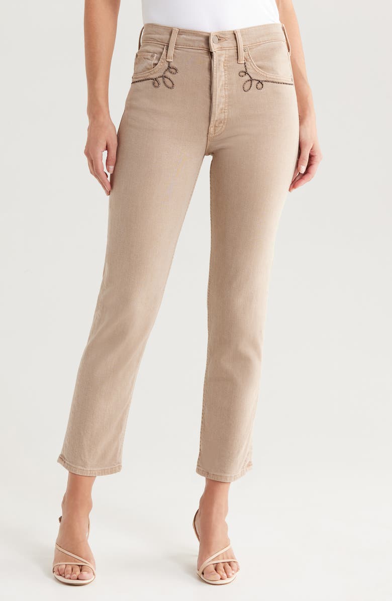 MOTHER The Tomcat High Waist Ankle Straight Leg Jeans, Main, color, Farmers Tan