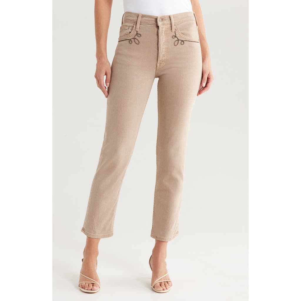 Mother Straight Trousers With Embroidered Detail And Pockets