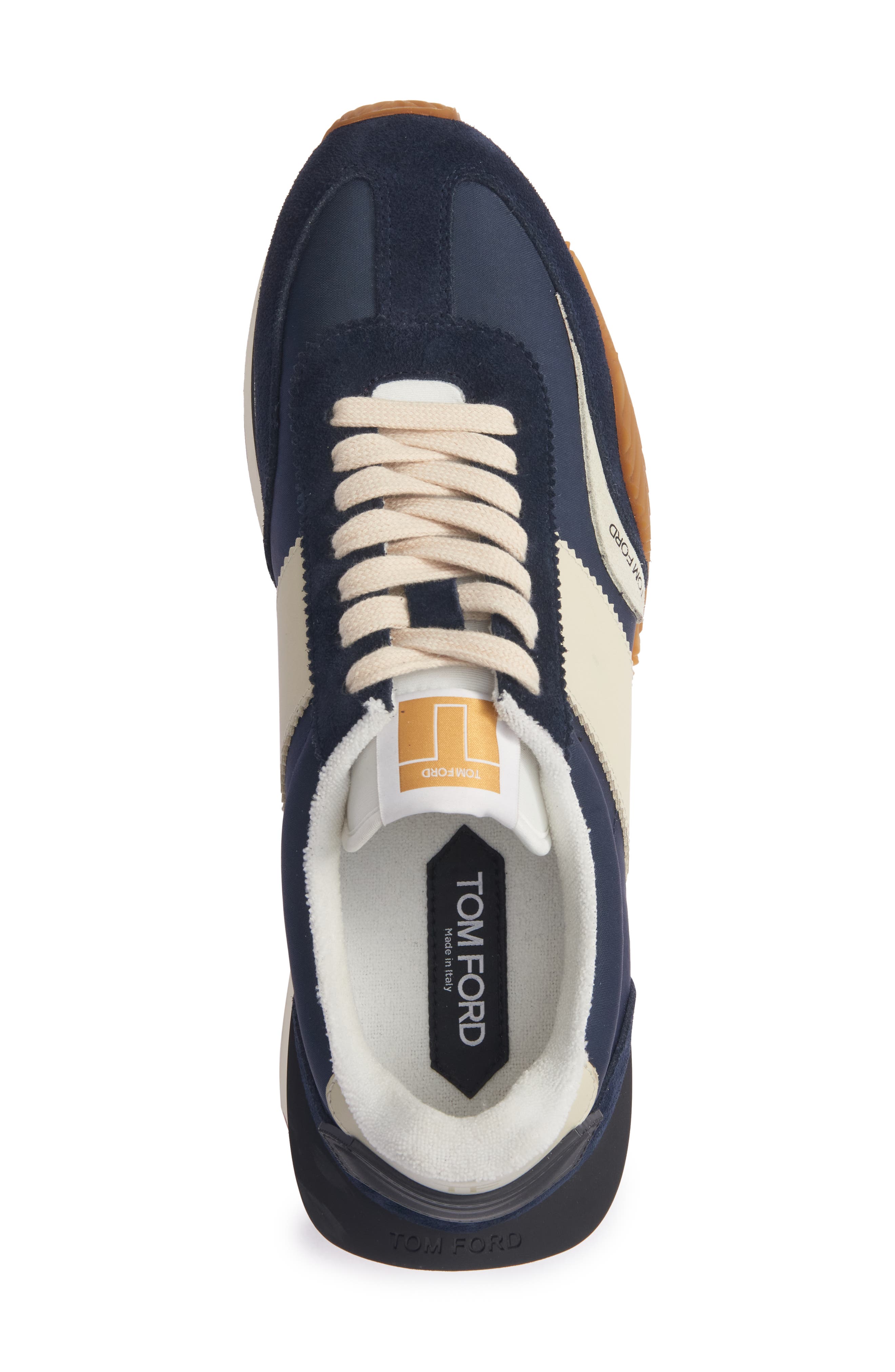 James Mixed Media Low Top Sneaker, Alternate, color, MIDNIGHT BLUE/ BEIGE/ CREAM