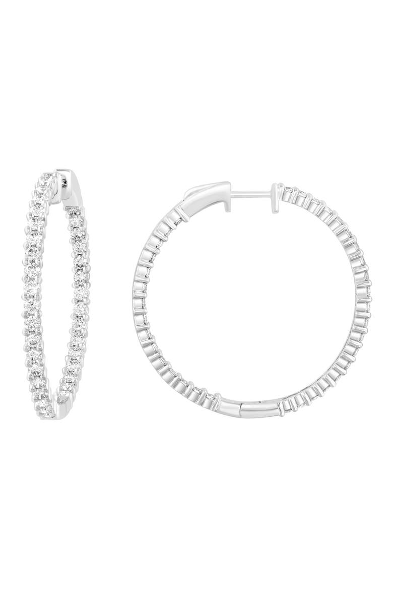 Lab Grown Diamond Hoop Earrings, Main, color, SILVER