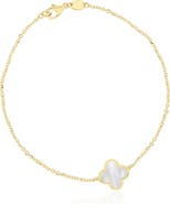 The Lovery Fine Jewelry Large Mother of Pearl Single Clover Bracelet