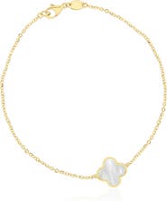 The Lovery Fine Jewelry Large Mother of Pearl Single Clover Bracelet