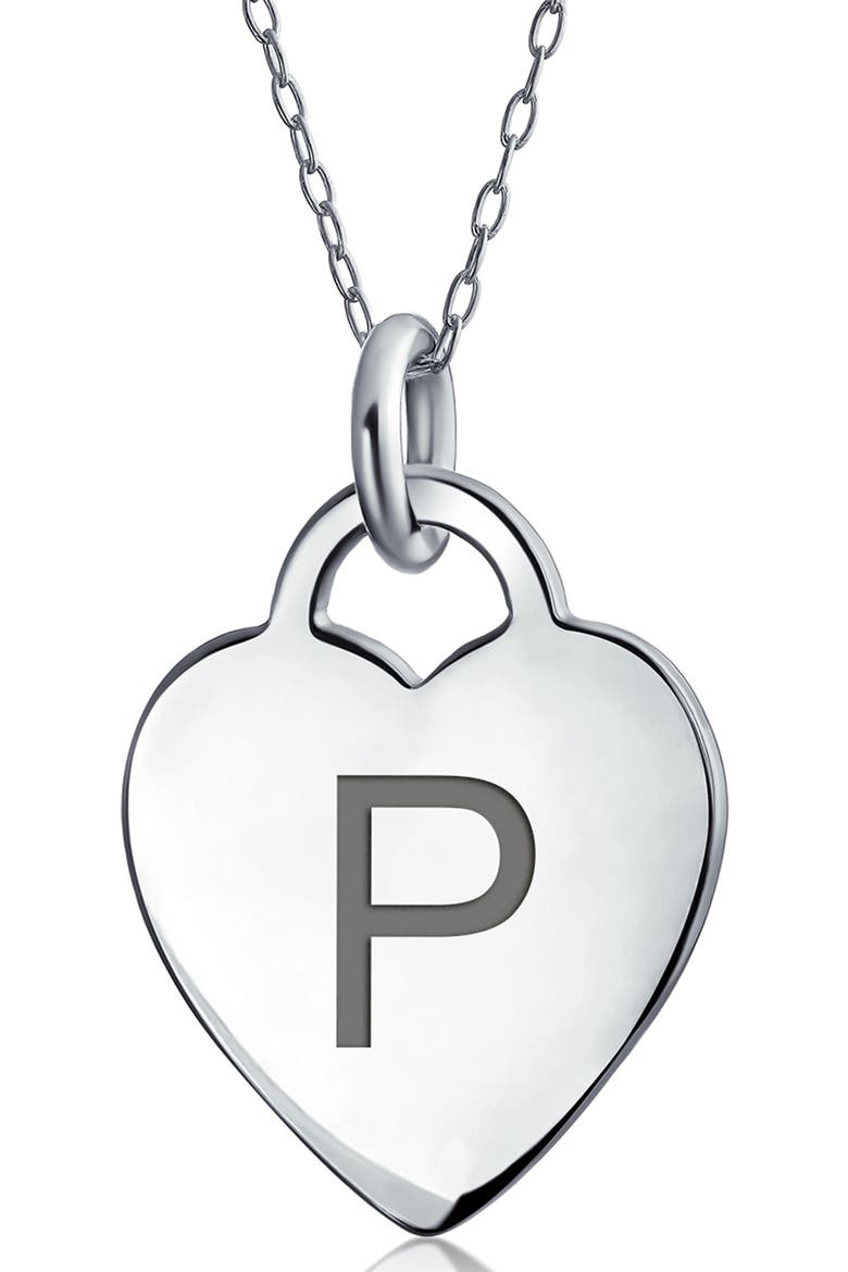 Stelring Silver Initial Pendant Necklace - A-Z Available, Main, color, SILVER P