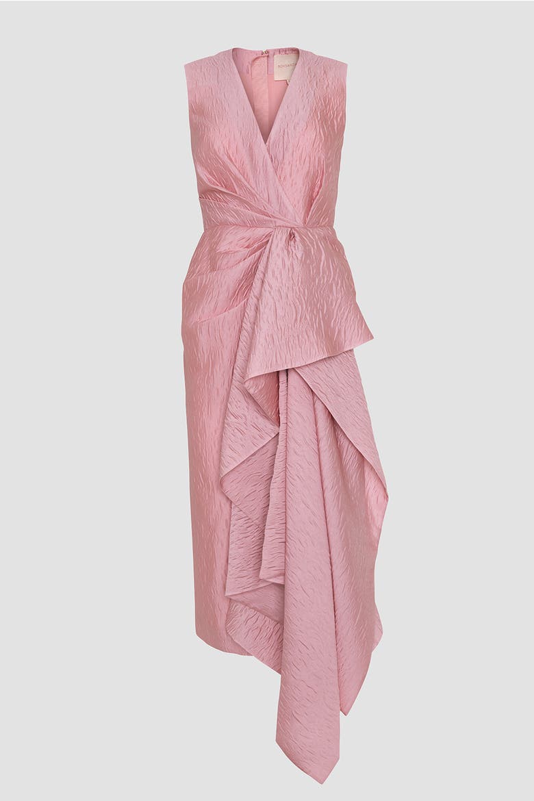 Esra Textured Cloque Midi Dress, Alternate, color, Rosado