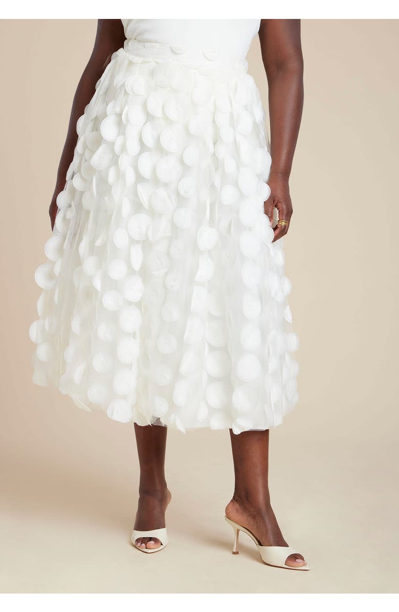 ELOQUII Dimensional Dot Full Skirt, Alternate, color, Jet Stream