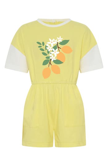 Tiny Tribe Kids' Lemon Relaxed Fit Romper In Yellow