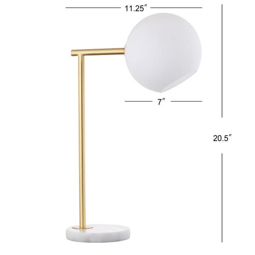 Jonathan Y Charles 20.5" Contemporary Modern Metal/marble Led Table Lamp In Gold