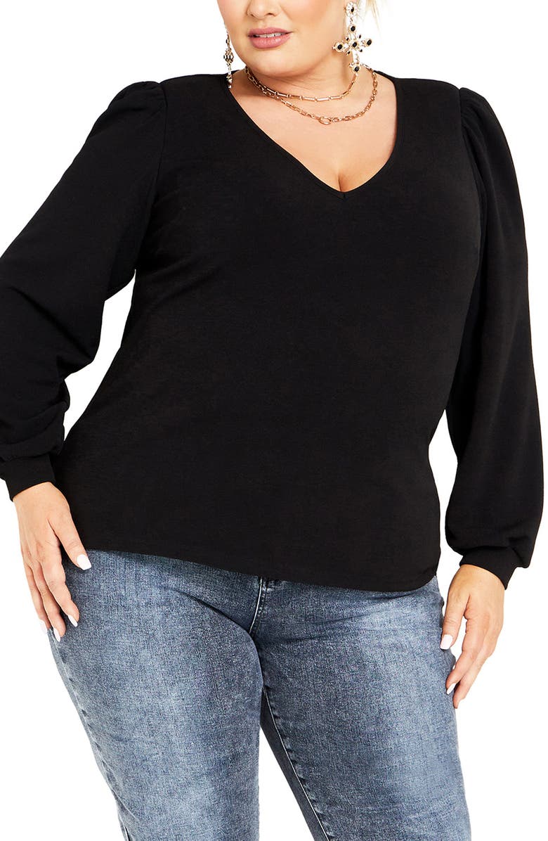 City Chic Quiero Long Sleeve Knit Top, Main, color, 