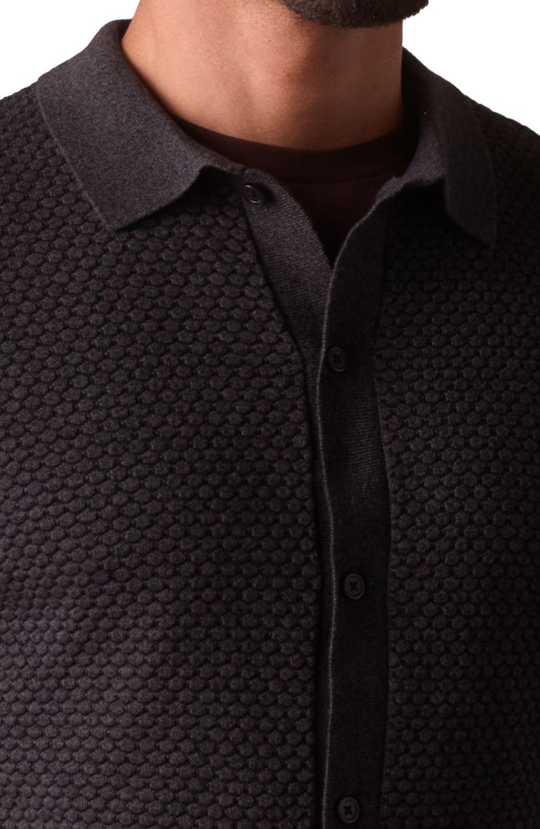 The Normal Brand Robles Jacquard Knit Short Sleeve Button-Up Shirt, Alternate, color, Charcoal