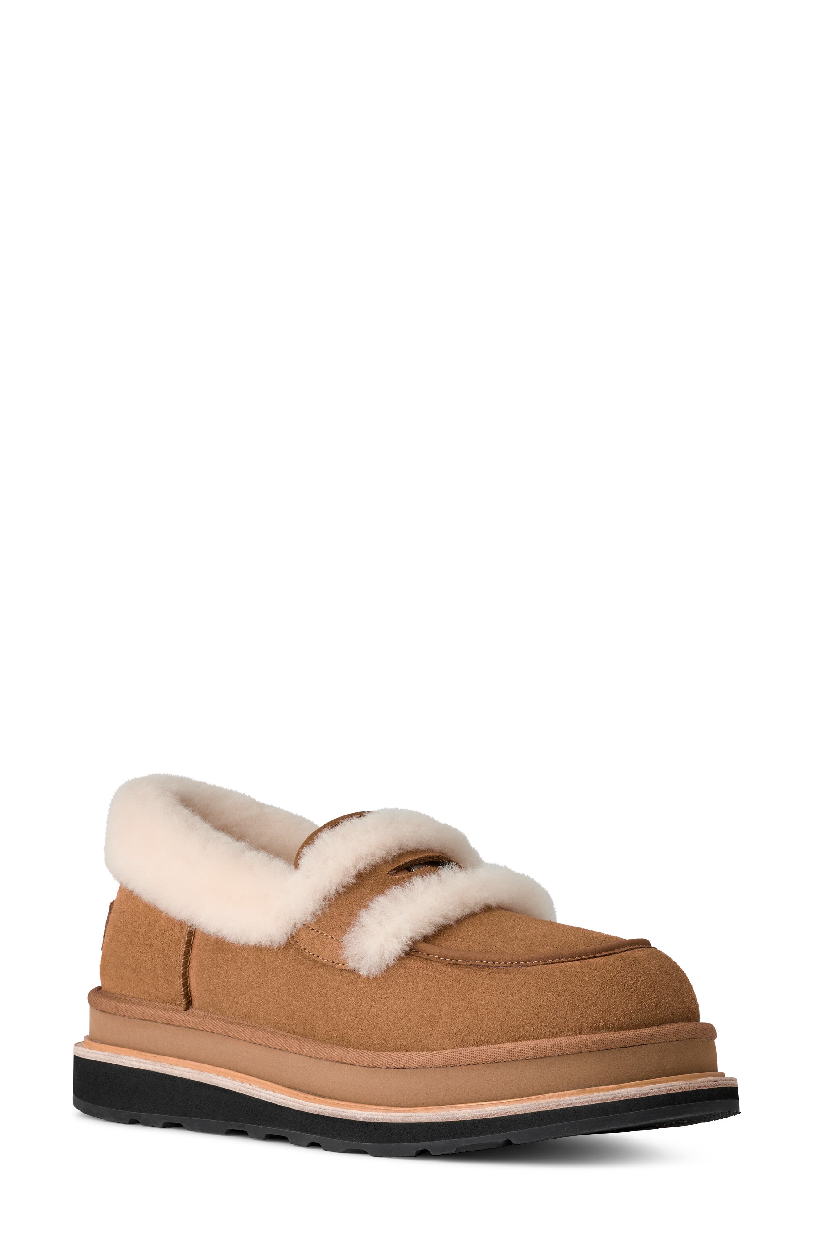 Ugg (r) X Sacai Gender Inclusive Genuine Shearling Trim Penny Loafer In Brown