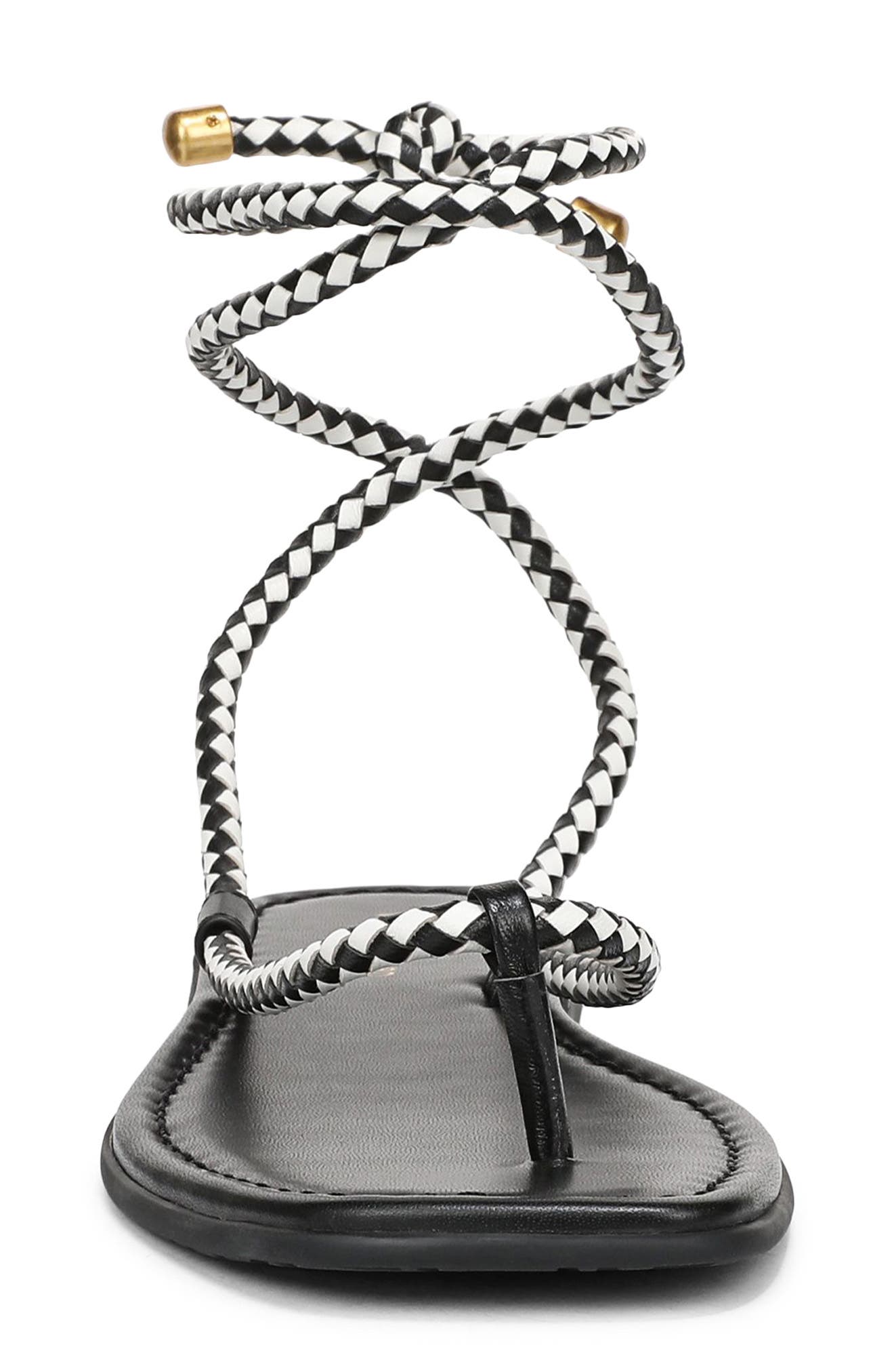 Veronica Beard Carmina Ankle Wrap Sandal, Alternate, color, Black/ Coconut