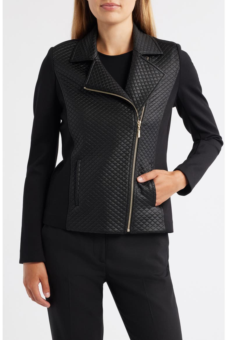 Mixed Media Quilted Moto Jacket, Alternate, color, ANNE BLACK