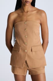Kenneth Cole Strapless Front Button Top