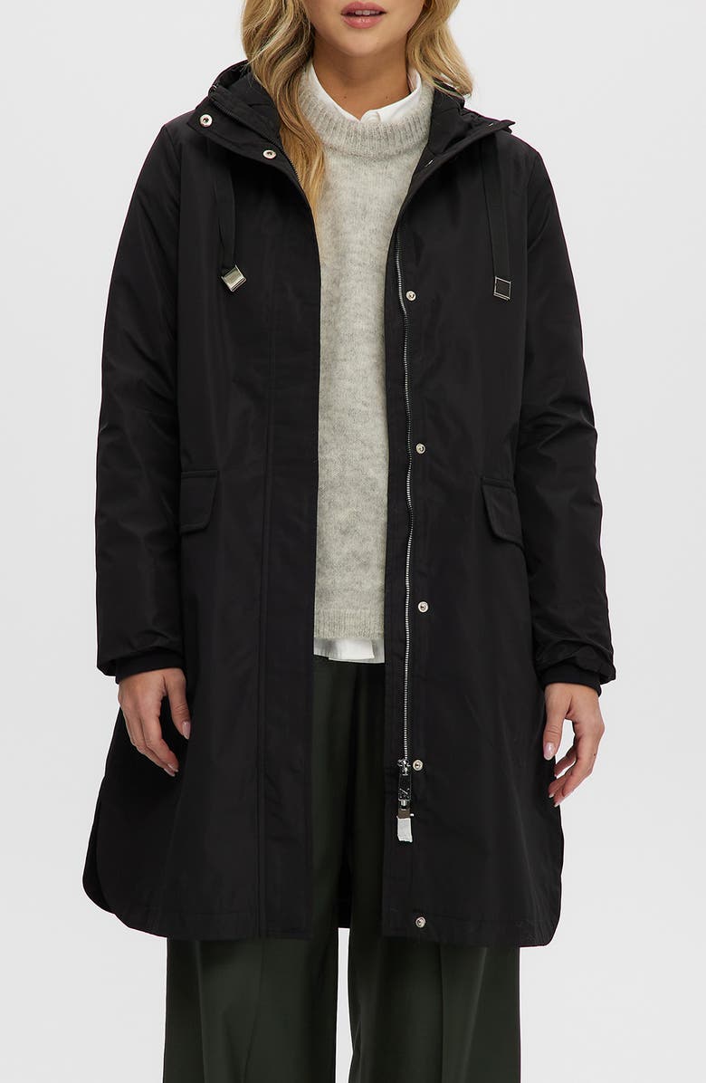 Noize Mid Length Rain Coat, Main, color, Black