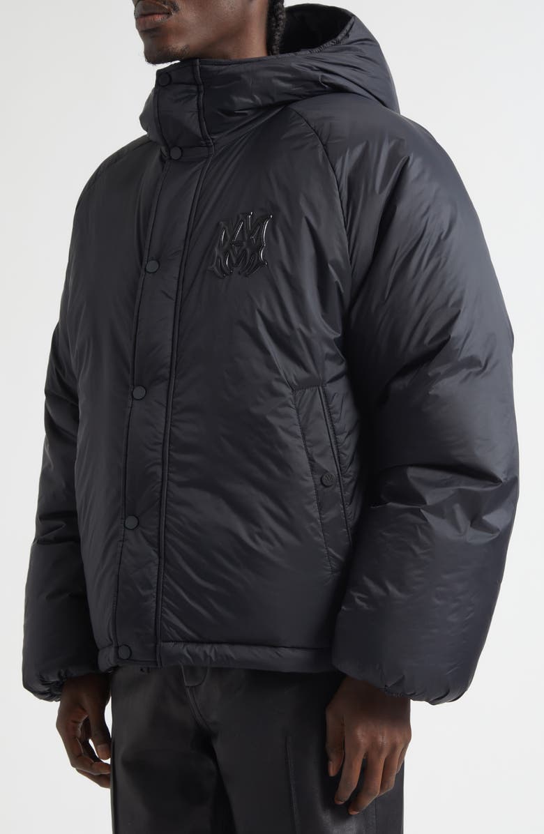 AMIRI Logo Hooded Puffer Jacket, Alternate, color, Black