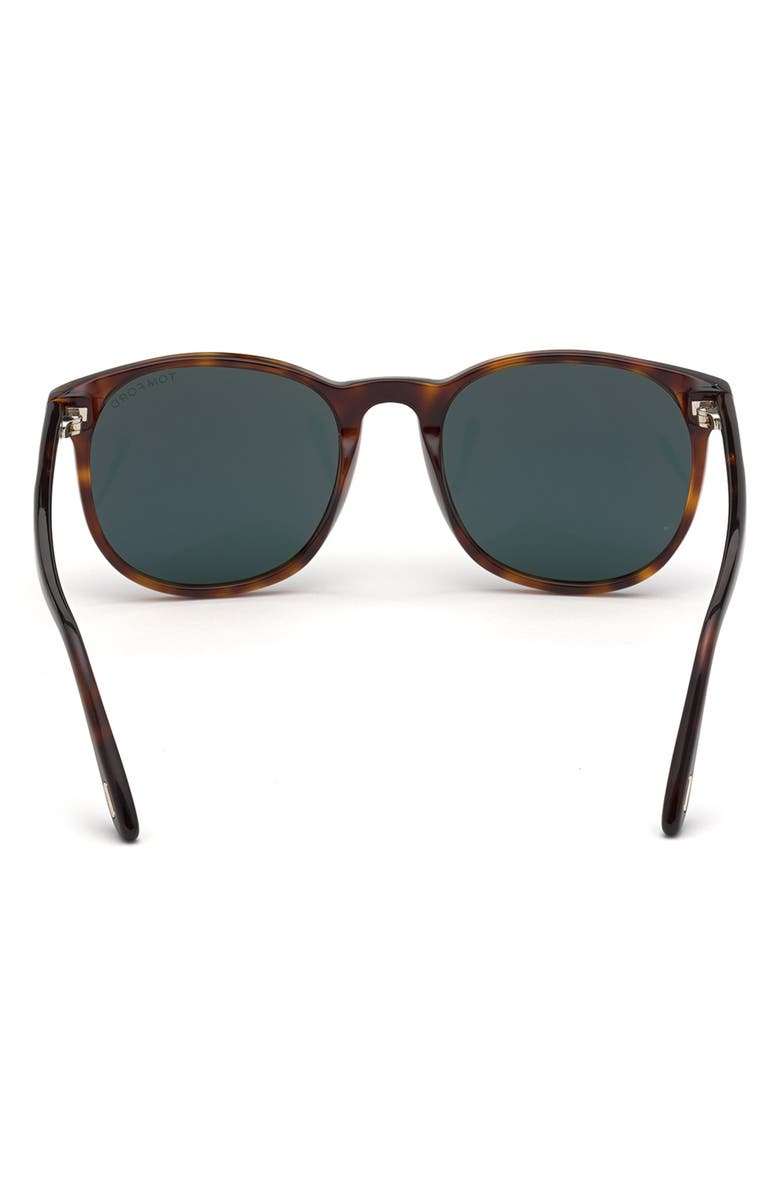 TOM FORD 53mm Round Sunglasses, Alternate, color, Red Havana / Blue