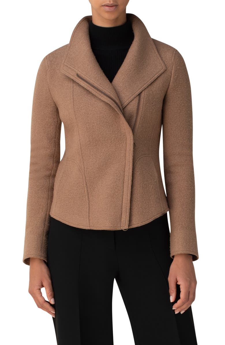 Akris punto Felted Wool Biker Jacket, Main, color,