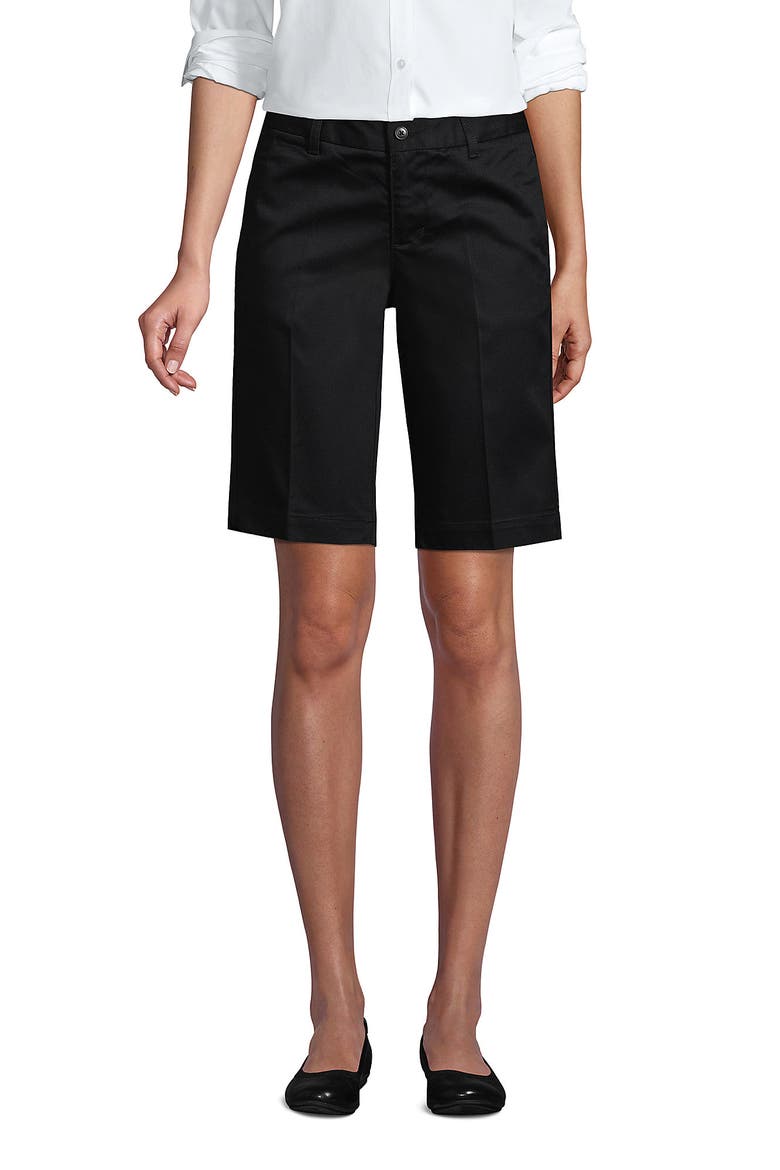 School Uniform Young  Plain Front Blend Chino Shorts, Main, color, Black