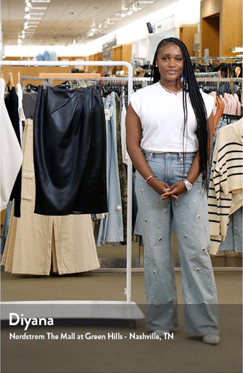 Wrap Twist Front Faux Leather Midi Skirt, sales video thumbnail