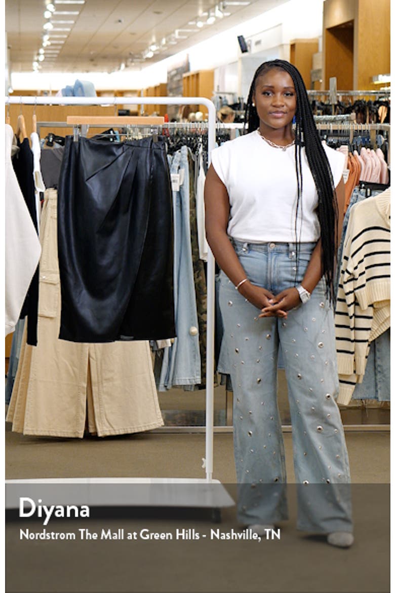 Wrap Twist Front Faux Leather Midi Skirt video