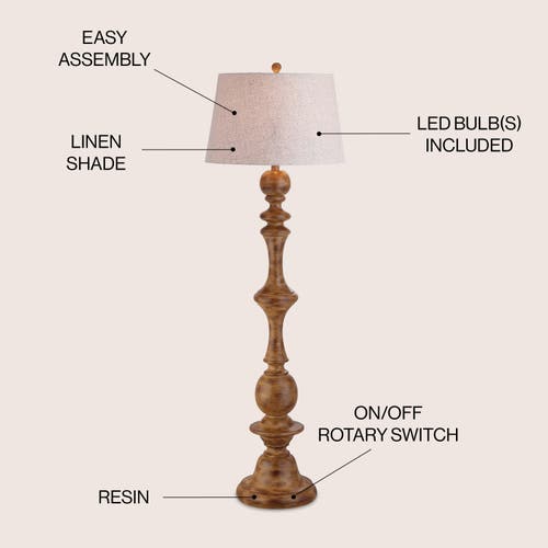 Jonathan Y Taylor 67" Resin Led Floor Lamp, Brown In Brown