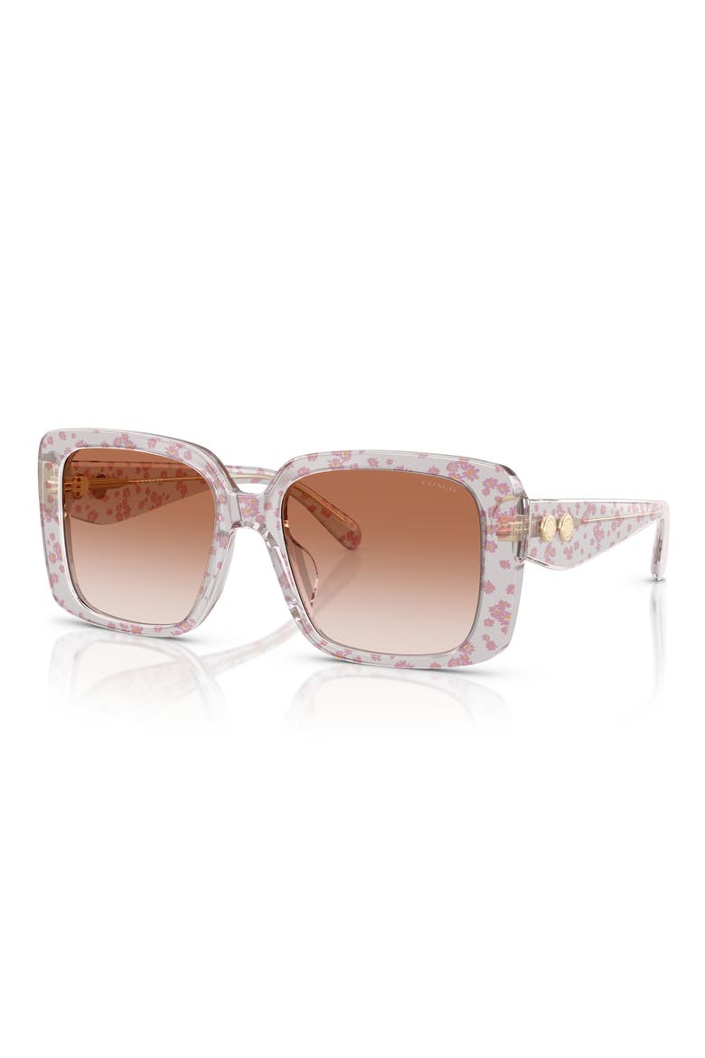 54mm Gradient Square Sunglasses, Alternate, color, TRANSPARENT PINK FLORAL / PINK