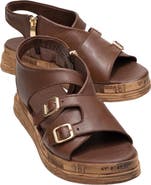 Forever & Always Shoes Levine Leather Buckled Side-Zip Sandal