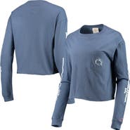 LEAGUE COLLEGIATE WEAR Women's League Collegiate Wear Navy Penn State Nittany Lions Clothesline Cotton Midi Crop Long Sleeve T-Shirt