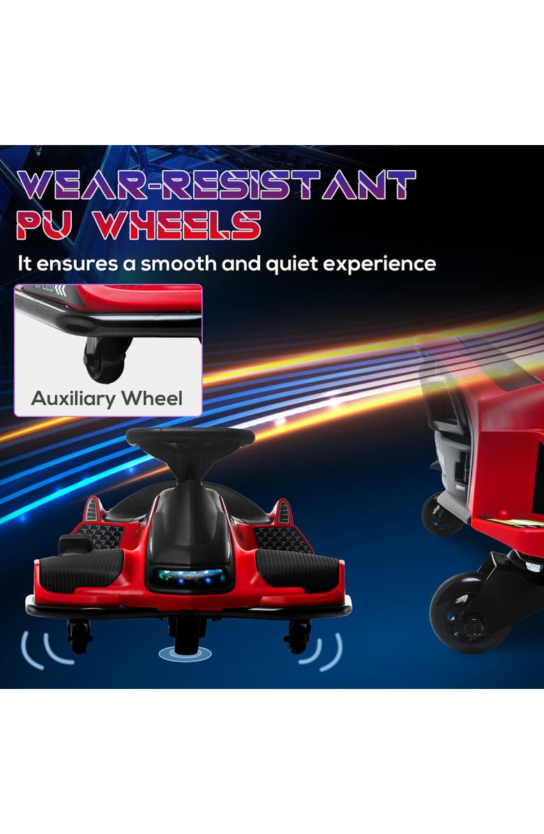 Aosom 12V Kids Electric Go Kart with Slow Start, Music, Lights, Alternate, color, Red