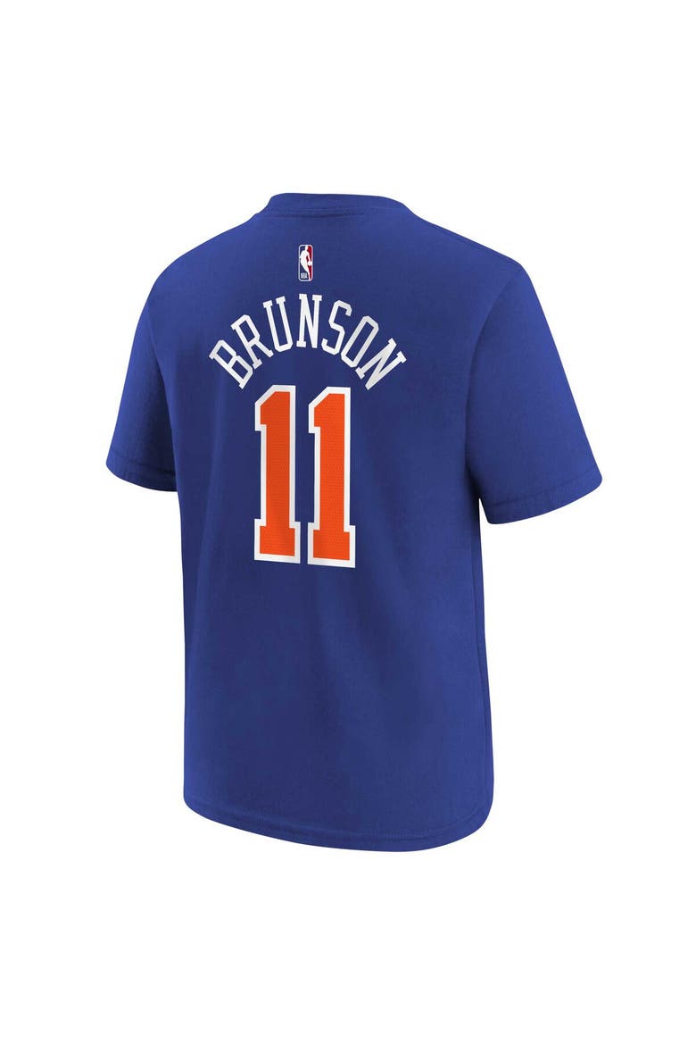 Youth Nike Jalen Brunson Blue New York Knicks Icon Name & Number T-Shirt, Alternate, color, Blue