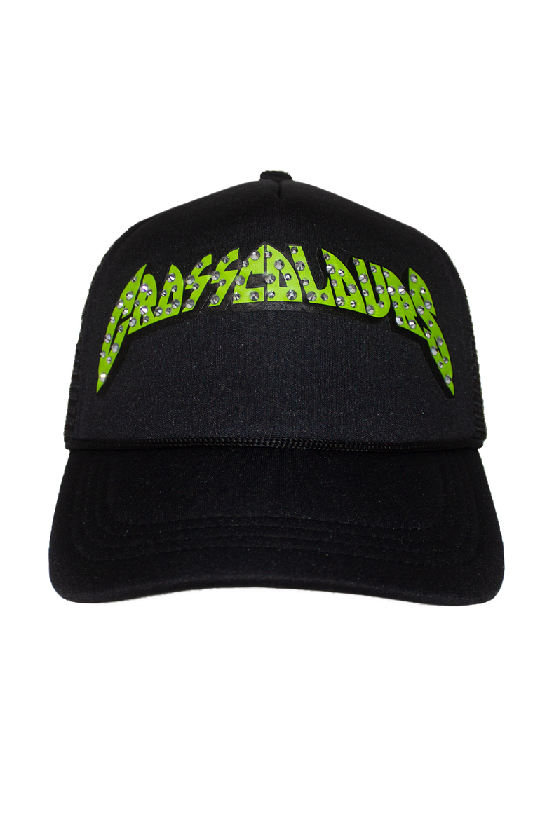 Studded Rock of Ages Trucker Hat, Main, color, Black