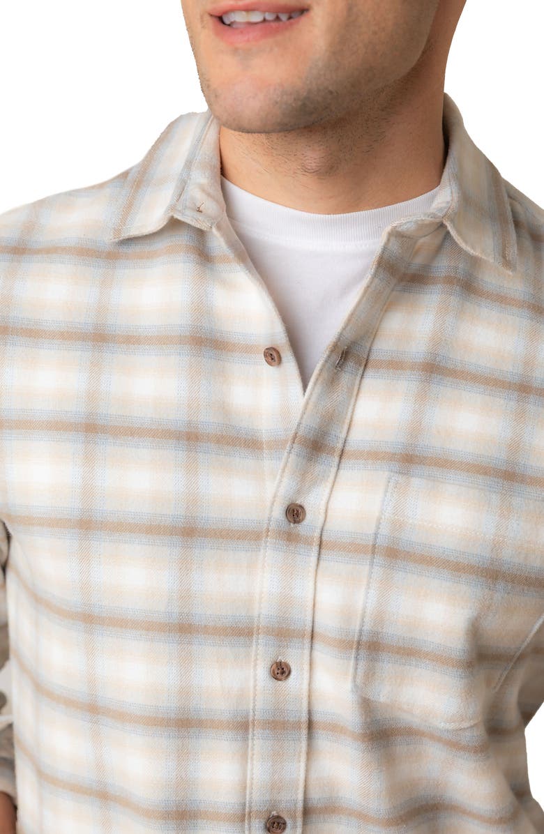 Hope & Henry Organic Long Sleeve Flannel Button Down Shirt, Alternate, color, Taupe Ombre Plaid