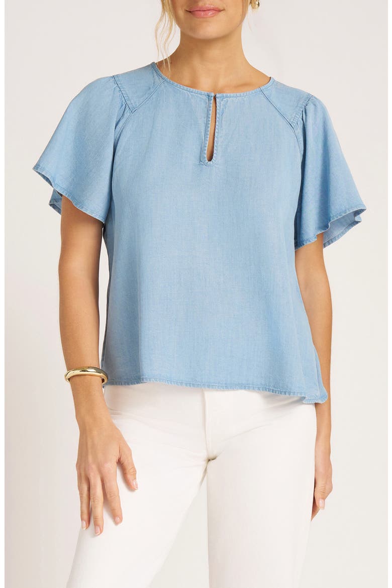 Hayden Flutter Sleeve Chambray Top, Main, color, CHAMBRAY